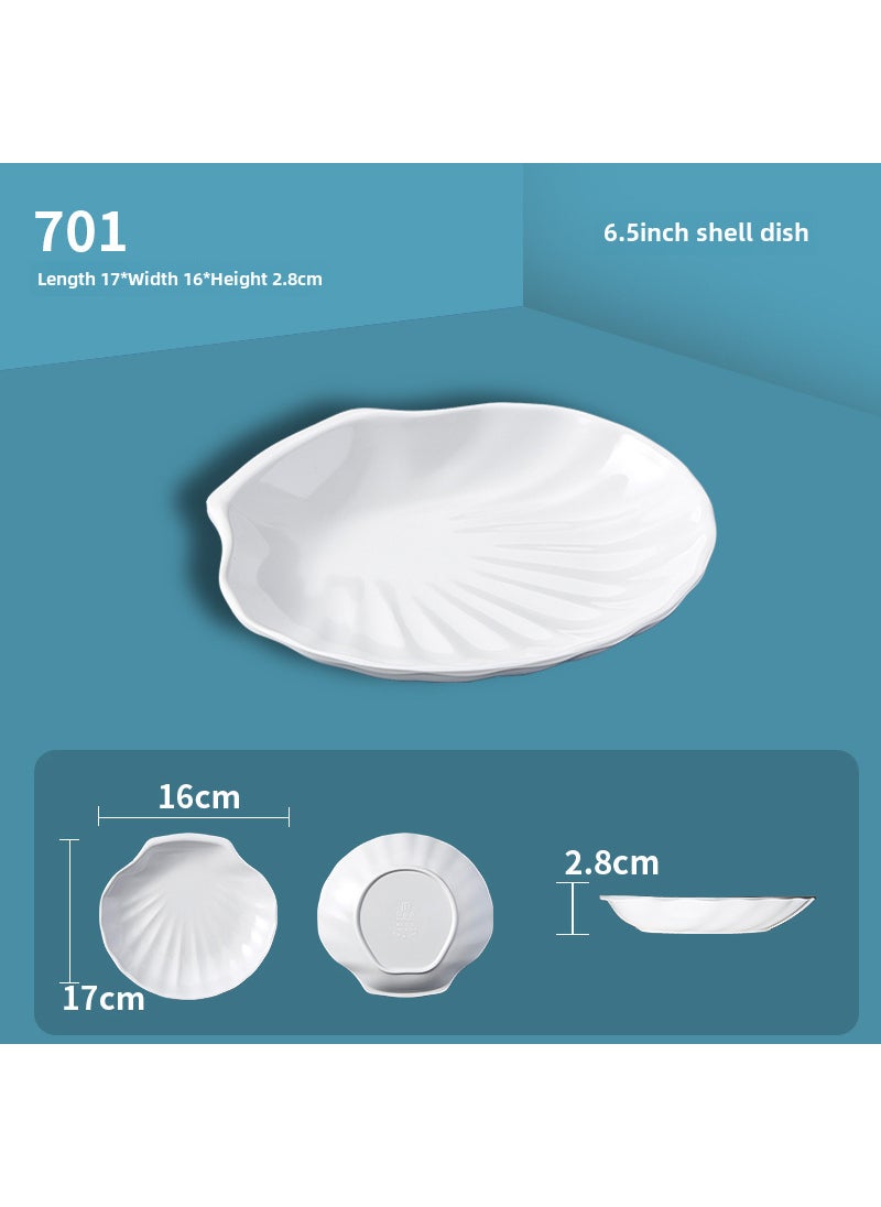 White melamine round flavor dish vinegar dish wholesale catering hot pot shop commercial imitation porcelain three-compartment dip dish seasoning dish 6.5 inch shell dish