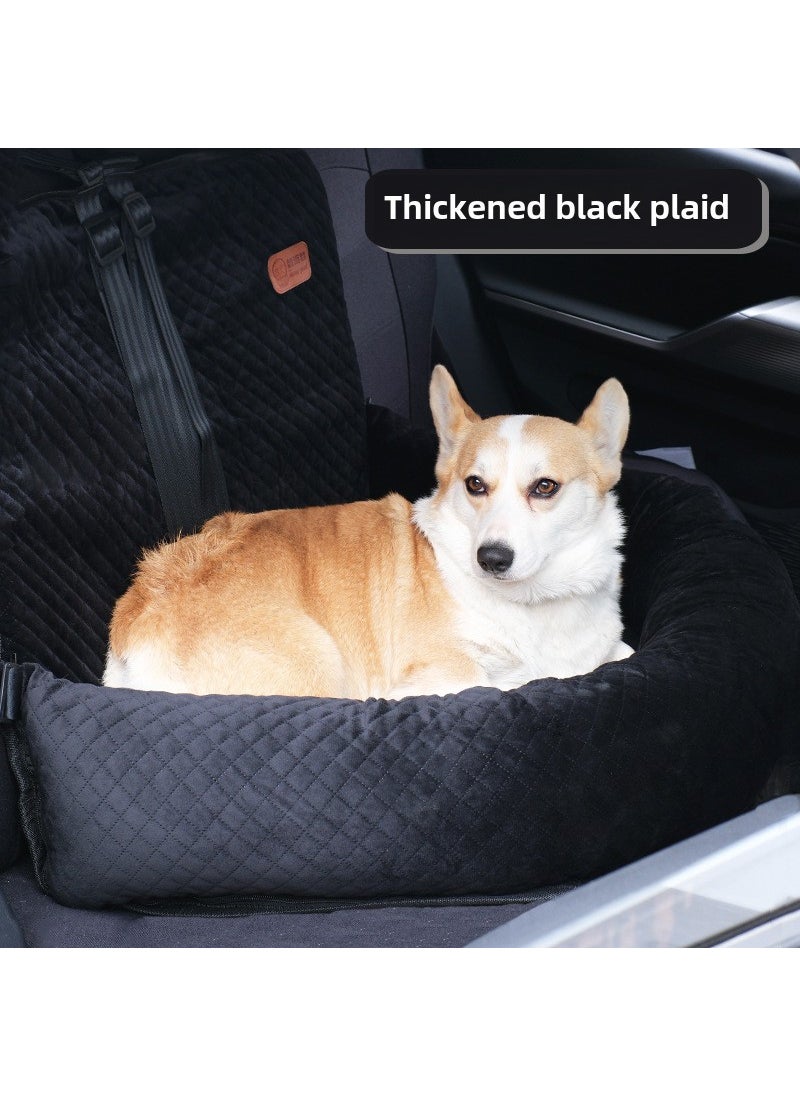 Dog car safety seat car dog kennel cat kennel can be tiled autumn and winter detachable and washable Four Seasons universal pet kennel Black