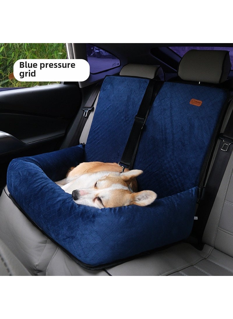 Dog car safety seat car dog kennel cat kennel can be tiled autumn and winter detachable and washable Four Seasons universal pet kennel Navy