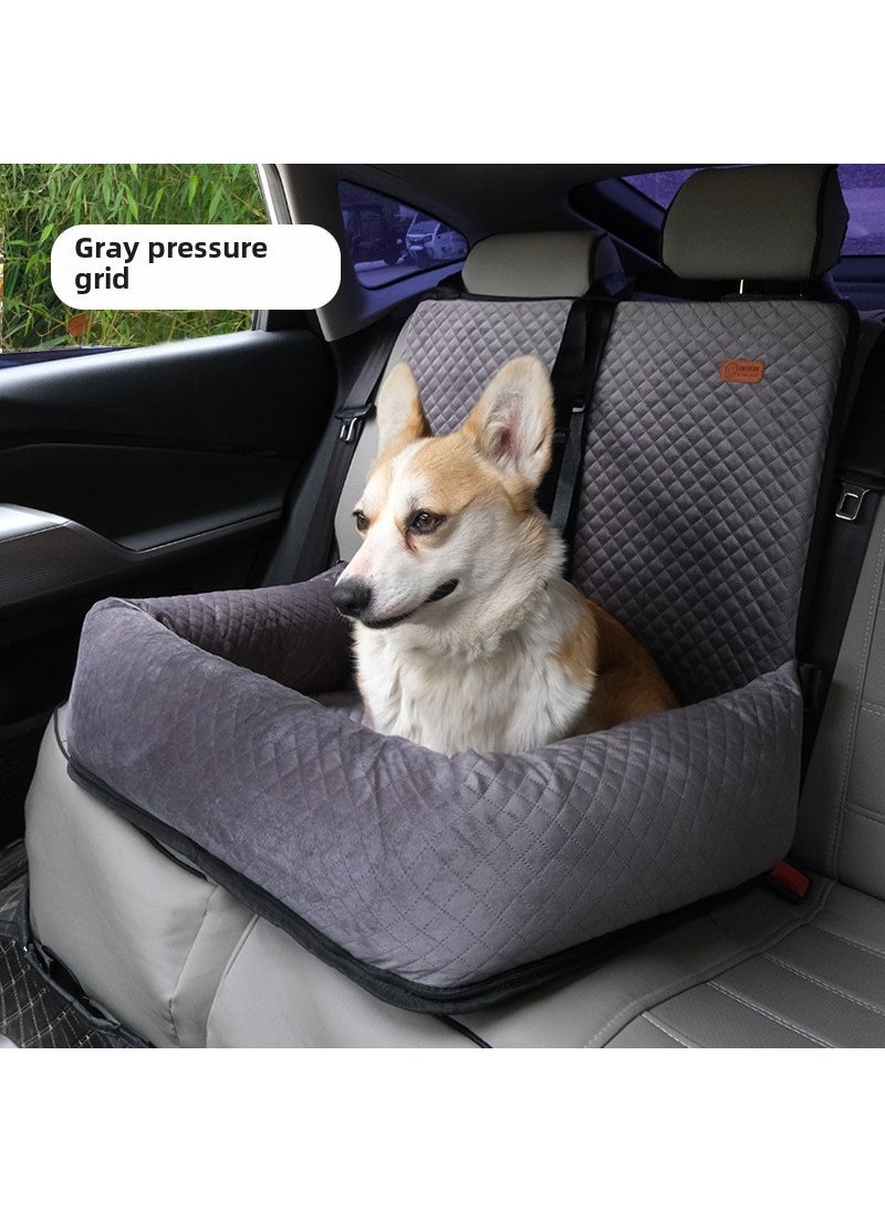 Dog car safety seat car dog kennel cat kennel can be tiled autumn and winter detachable and washable Four Seasons universal pet kennel Grey