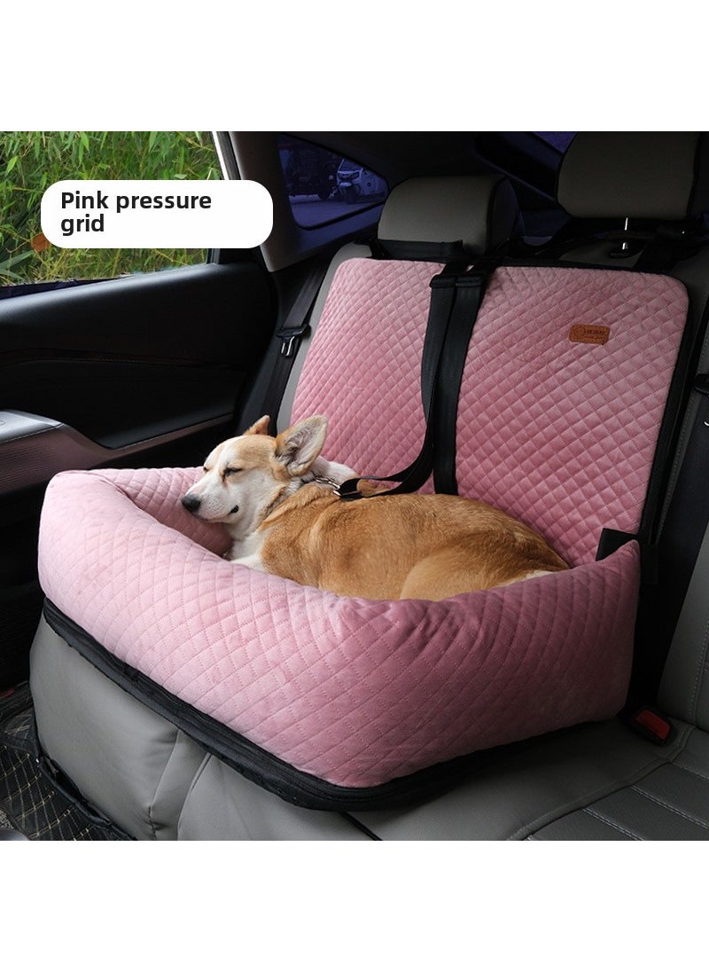 Dog car safety seat car dog kennel cat kennel can be tiled autumn and winter detachable and washable Four Seasons universal pet kennel Pink