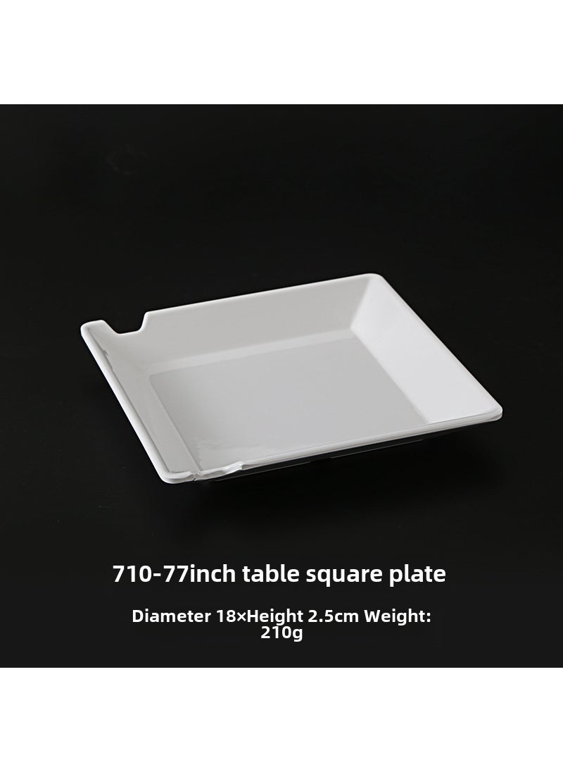 Melamine white bowl plate spoon hotel Table tableware hot pot restaurant restaurant commercial imitation porcelain bowl and Dish combination four-piece set 7-inch square plate