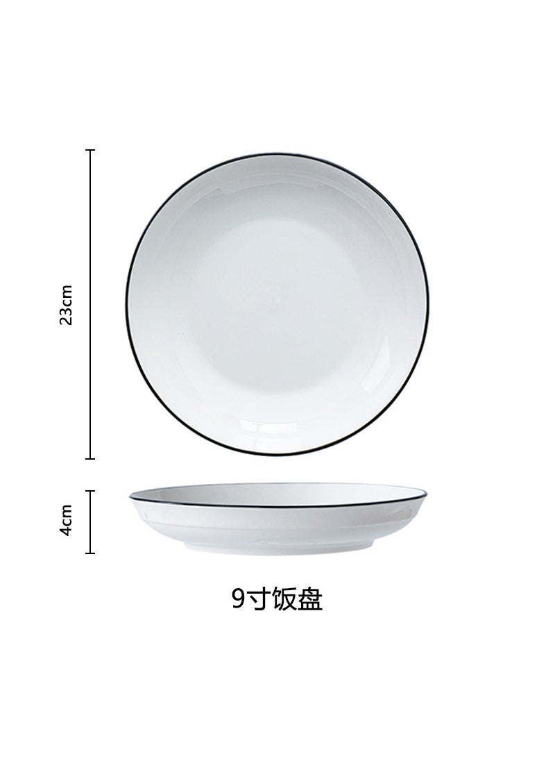 European-style Household Simple Small Clear New Color Value Ceramic Dishes, Dishes, Spoons and Chopsticks Family One-person Food Combination Tableware Set 9 inch rice plate