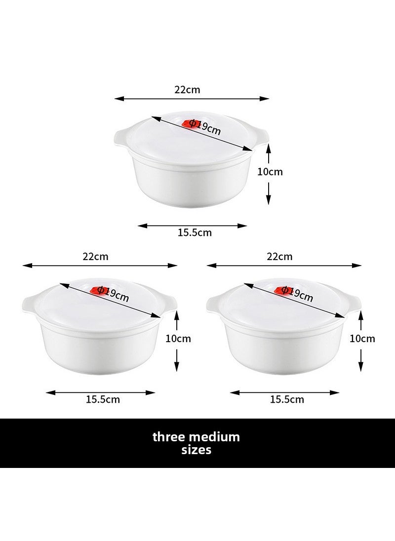 Microwave-Safe Round Soup Bowl with Lid Three medium