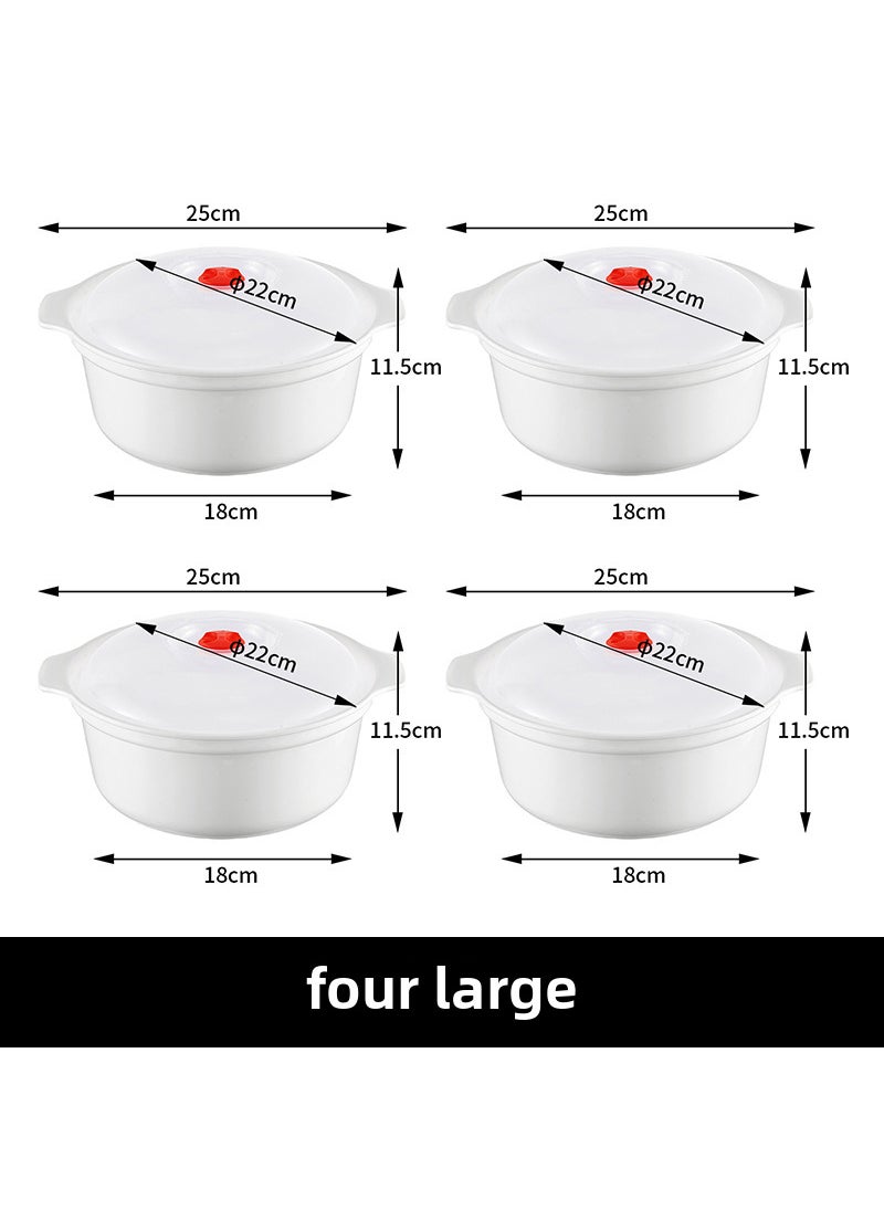 Microwave-Safe Round Soup Bowl with Lid Four large