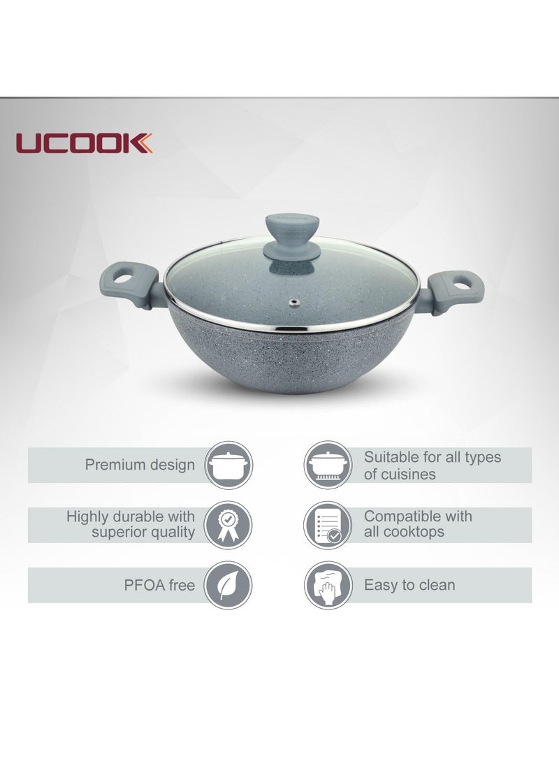 UCOOK Non-Stick Cookware Set of 11 pcs with Silicone Handle and 2 Nylon Spatulas I Induction Base