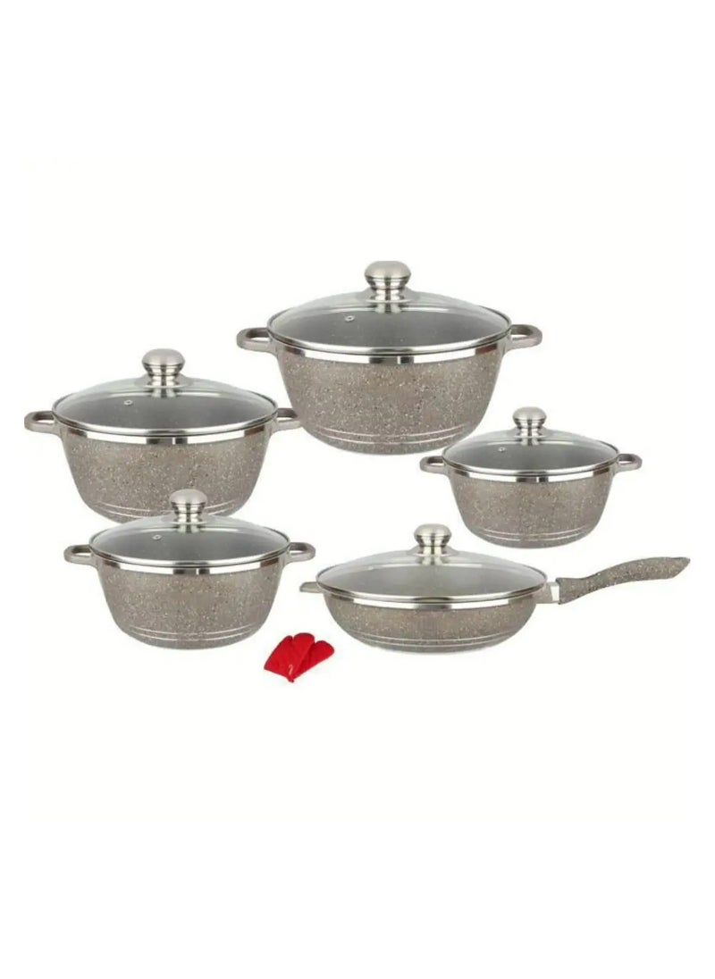 12-Piece Granite-Coated Nonstick Pan, Stockpot, Frying Pan and Pot Set