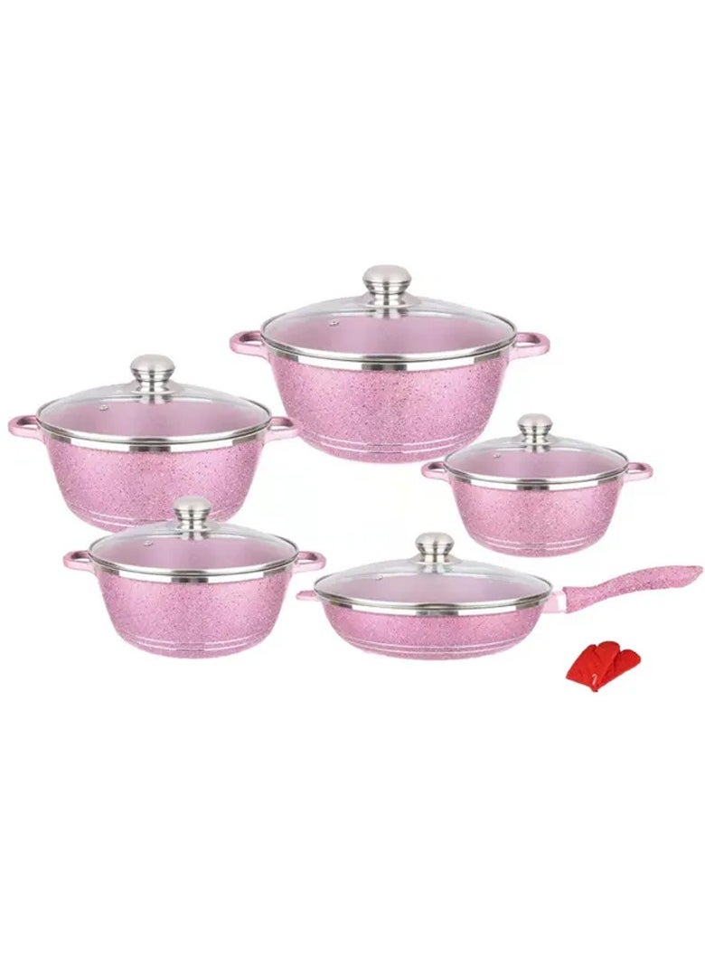 12-Piece Granite-Coated Nonstick Pan, Stockpot, Frying Pan and Pot Set