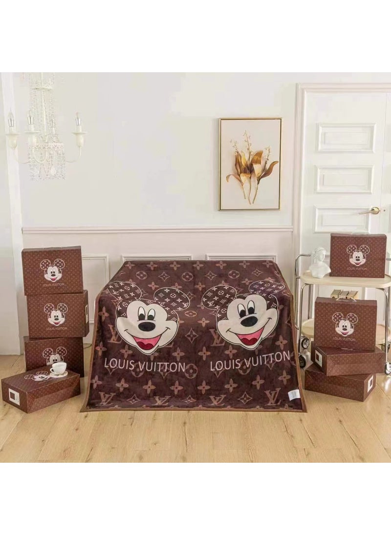 Chao Brand Foreign Trade Blanket Gold Mink Flannel Blanket Nap Leisure Travel Blanket Wholesale Gift Box Packaging Mickey head ll