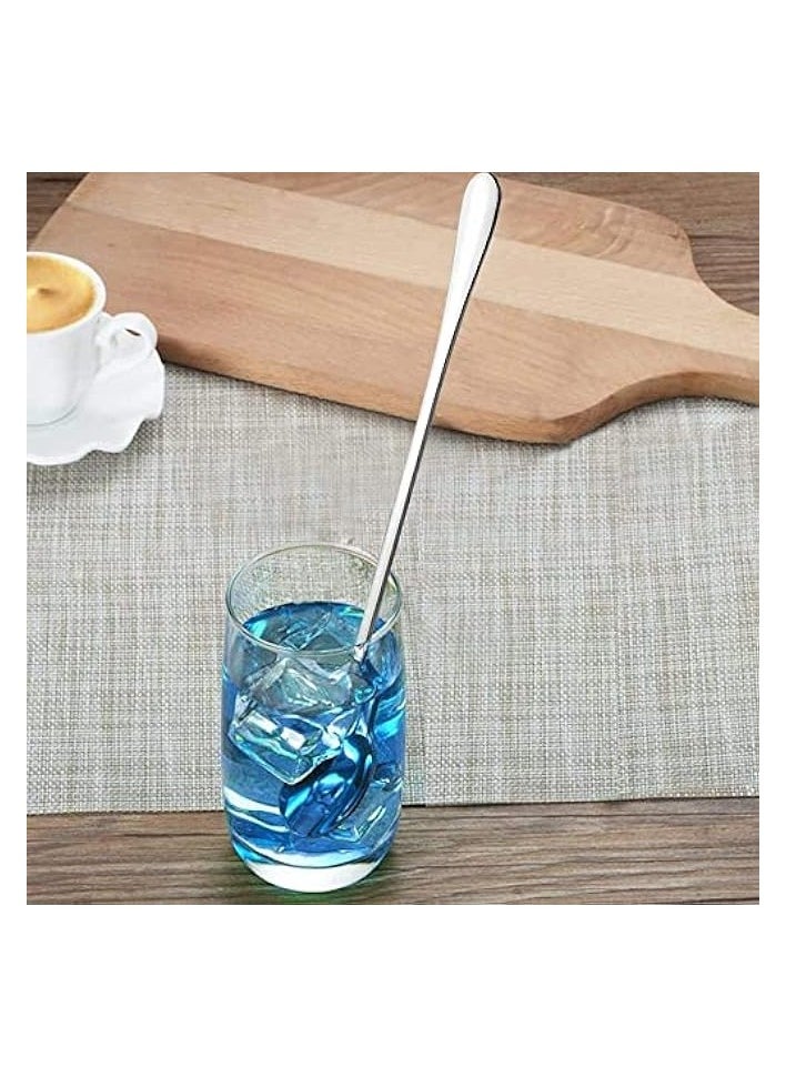 Spoon 2 Pcs Long Handle Tea Spoon Stainless Steel Coffee Spoon Ice Cream Dessert Tea Scoop Round