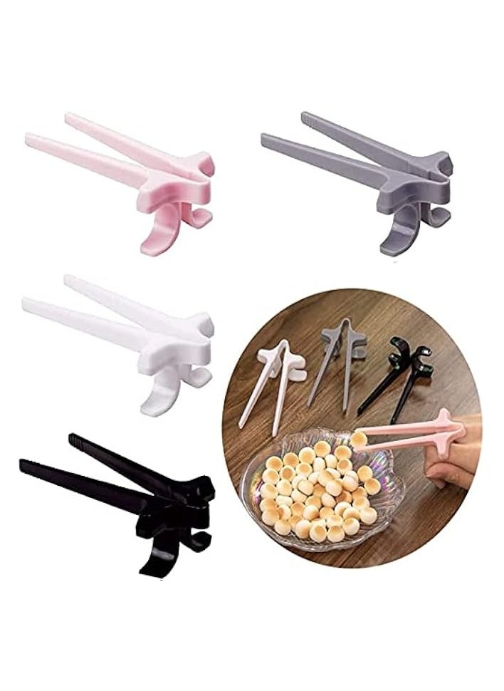 4pcs Finger Chopsticks for Gamers, Lazy Auxiliary Chopsticks, Portable Snack Clamp Clips, Food Grade Plastic Food Tweezers for Gamers