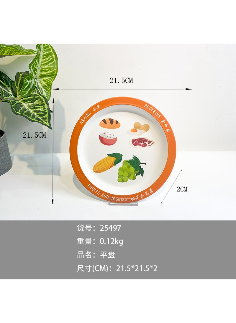 One-person Dining Plate Round Three-grid Plate Four-grid Plate Nutrition Matching Plate Household Quantitative Food Plate