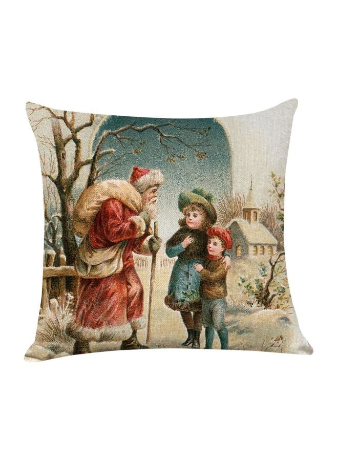 Christmas Themed Throw Pillow Cover Red/Blue/Beige 18x18inch