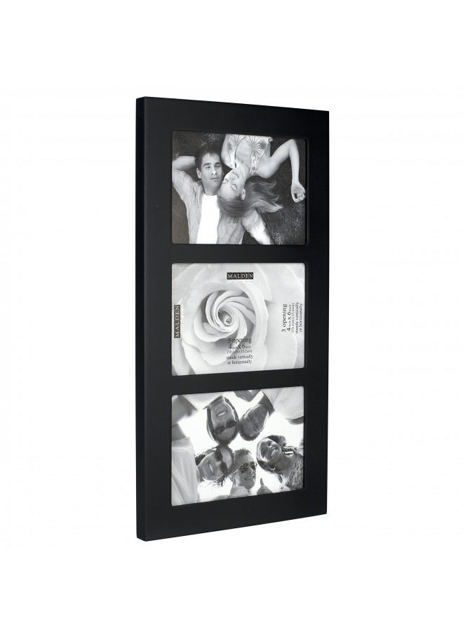 Malden - 951-346 4x6 3-Opening Collage Picture Frame - Displays Three 4x6 Pictures - Black