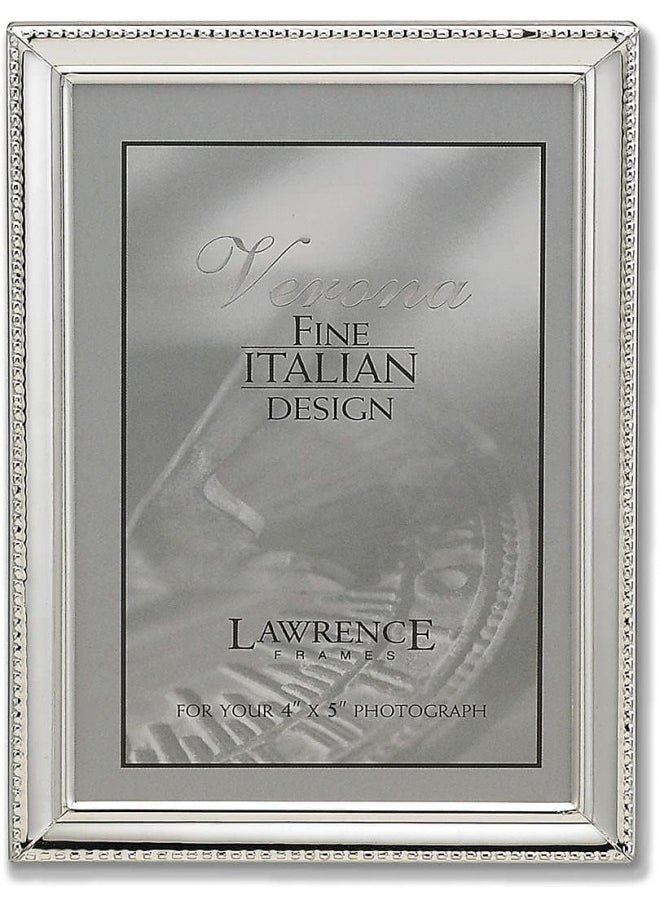 Lawrence Frames 11645 Polished Silver Plate 4x5 Picture Frame - Bead Border Design