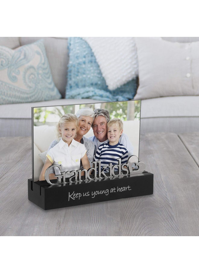 Malden International Designs Grandkids Desktop Expression with Silver Word Attachment Picture Frame, 4x6, Black