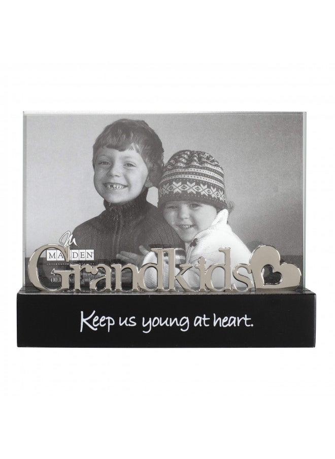 Malden International Designs Grandkids Desktop Expression with Silver Word Attachment Picture Frame, 4x6, Black