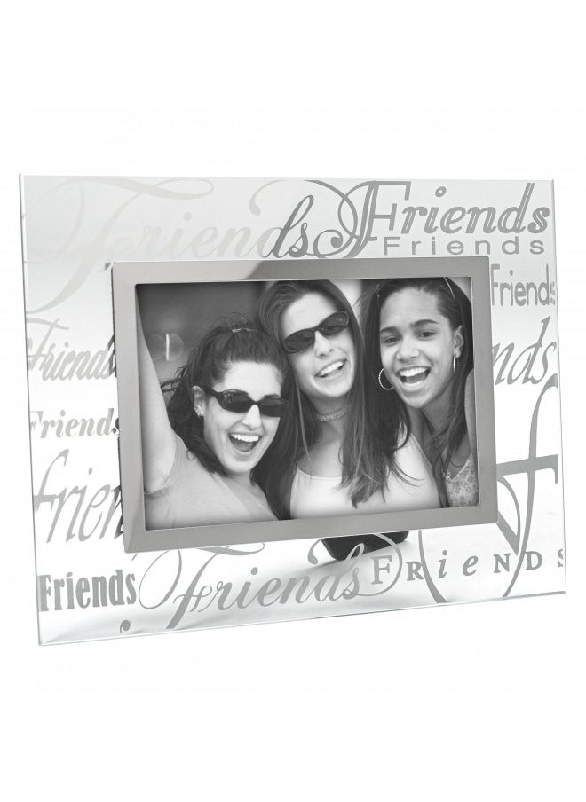 Malden International Designs 3038-46 Mirrored Glass With Silver Metal Inner Border Friends Picture Frame, 4x6, Clear