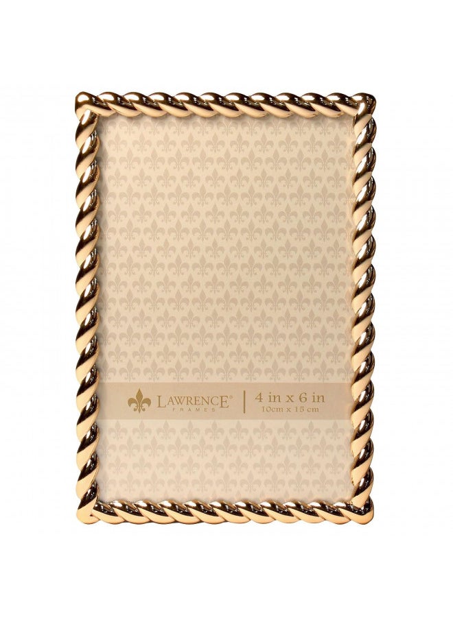 Lawrence Frames Rope Design Metal Frame, 4x6, Gold