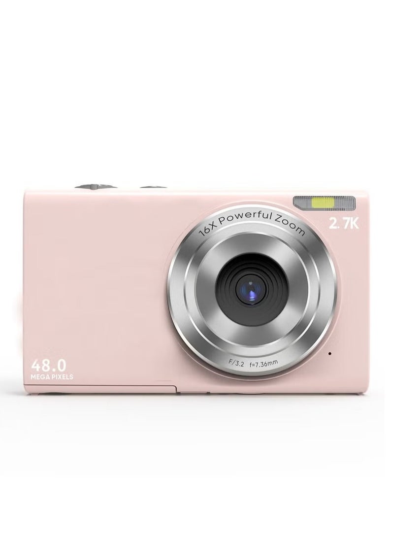 2.4 inch 48MP 16X Zoom 2.7K Full HD Digital Camera Children Card Camera, UK Plug (Pink)