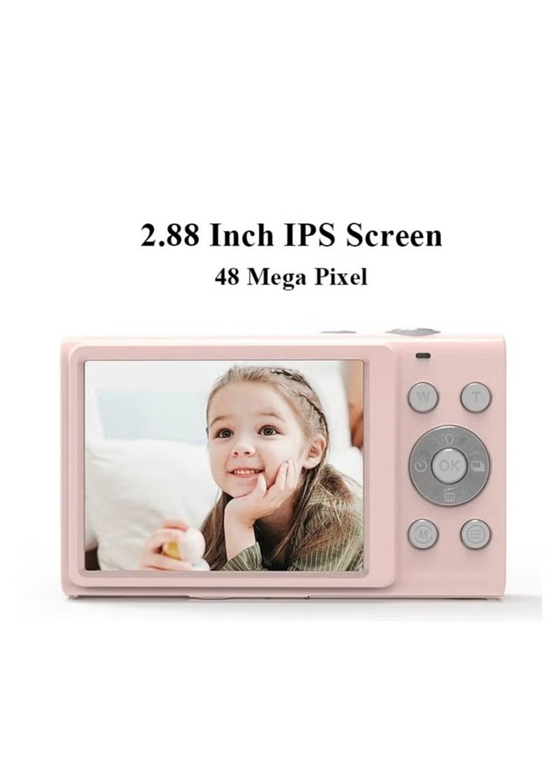 2.4 inch 48MP 16X Zoom 2.7K Full HD Digital Camera Children Card Camera, UK Plug (Pink)