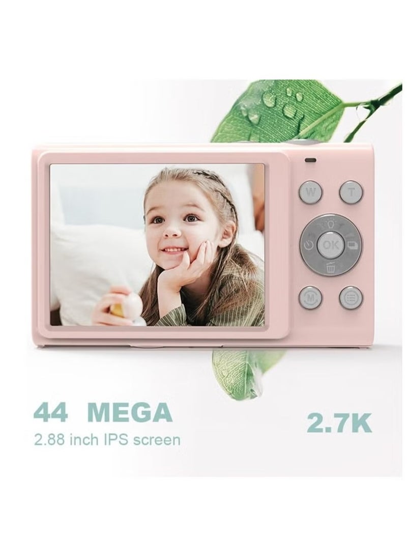 2.4 inch 48MP 16X Zoom 2.7K Full HD Digital Camera Children Card Camera, UK Plug (Pink)