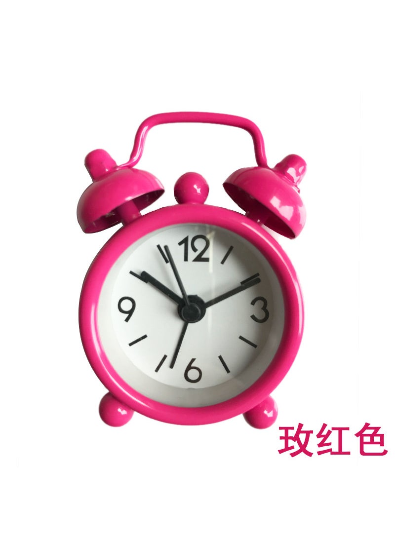 Factory wholesale 4cm mini metal small alarm clock creative student gift electronic clock can add Logo Rose Red