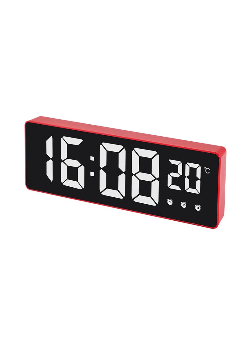 Creative mirror clock mute LED electronic clock student three sets of alarm clock children bedside table clock 0715 JX015 red shell white lamp