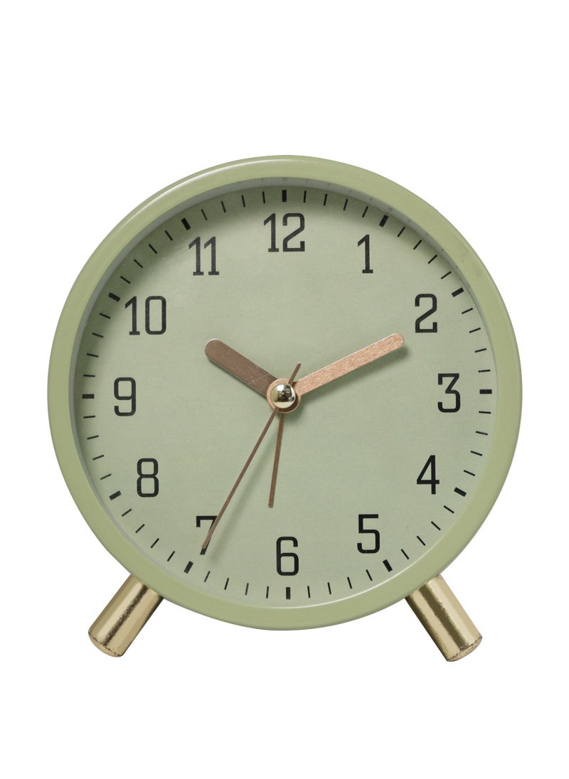 European-style New Electronic Alarm Clock Simple Mute Childrens Clock Living Room Desktop Round Creative Student Pointer Desk Clock Green Numbers