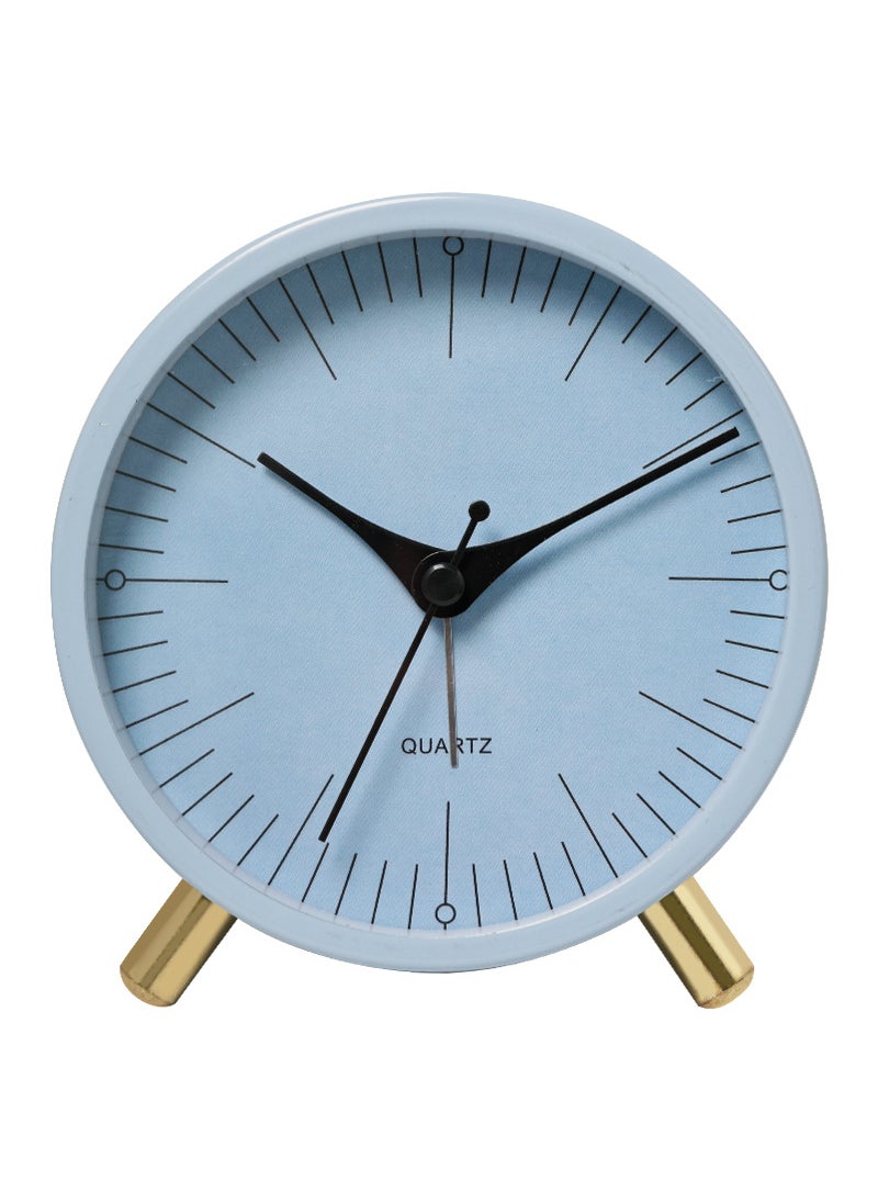 European-style New Electronic Alarm Clock Simple Mute Childrens Clock Living Room Desktop Round Creative Student Pointer Desk Clock Blue Simple