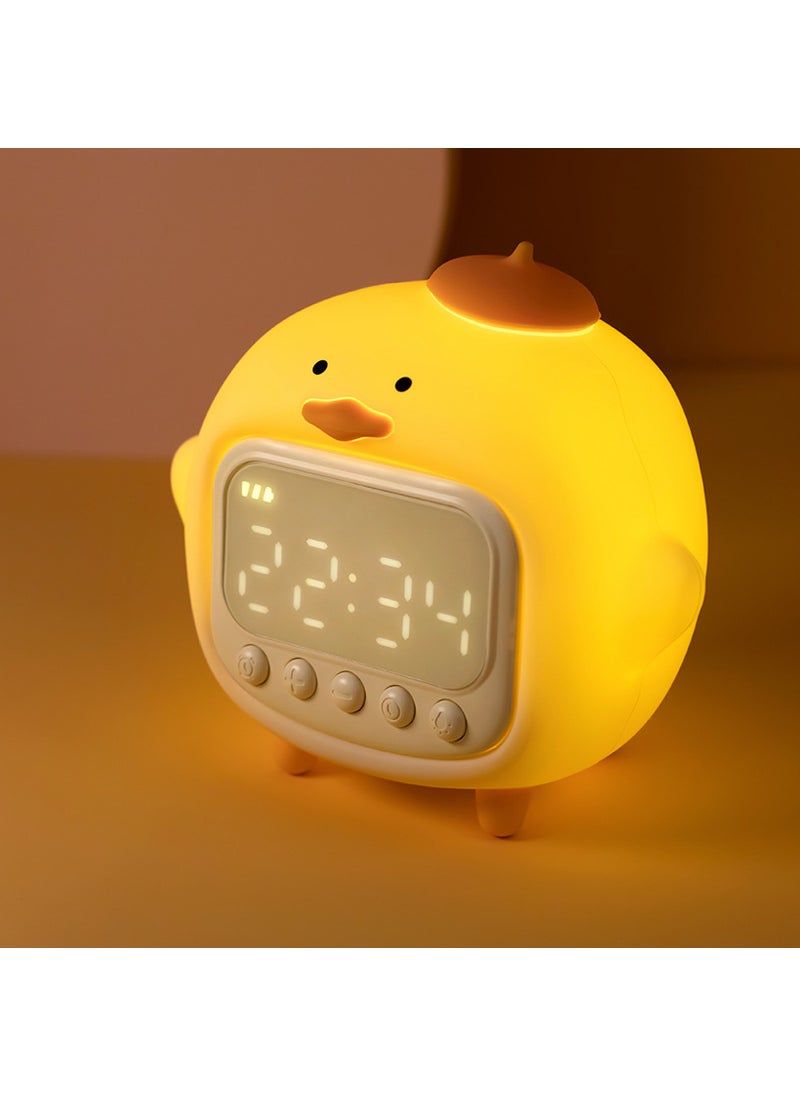 Hug Duck alarm clock children snooze alarm time mobile phone scan code dedicated clock dimming sleep timing night light Yellow