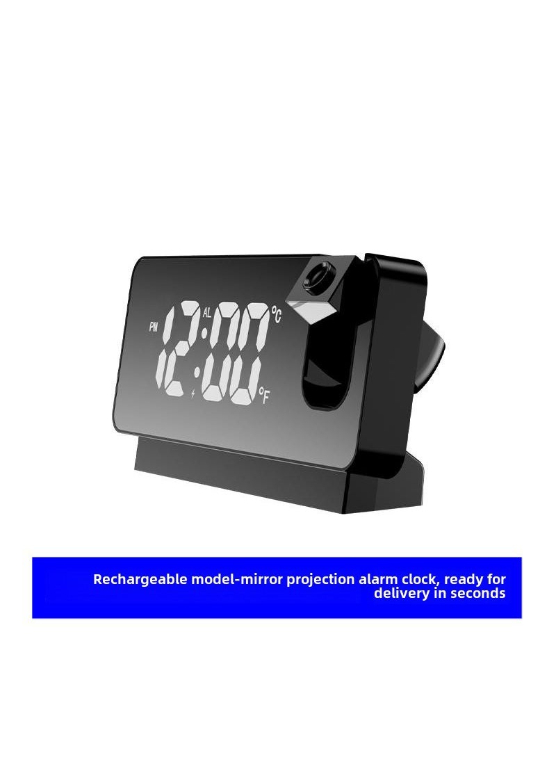 Silent Digital Clock Student Projection Alarm Rechargeable Black