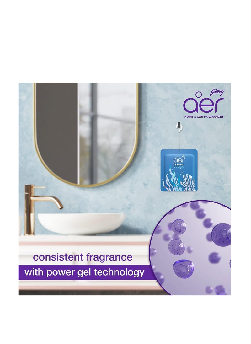 Godrej Aer Power Pocket | Air Freshener- Bathroom And Toilet | Lasts Up To 30 Days | Assorted Pack Of 3 (30G)