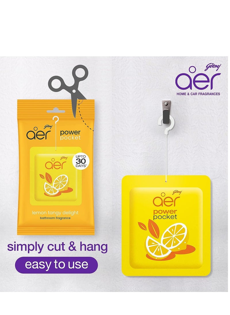 Godrej Aer Power Pocket | Air Freshener- Bathroom And Toilet | Lasts Up To 30 Days | Assorted Pack Of 3 (30G)