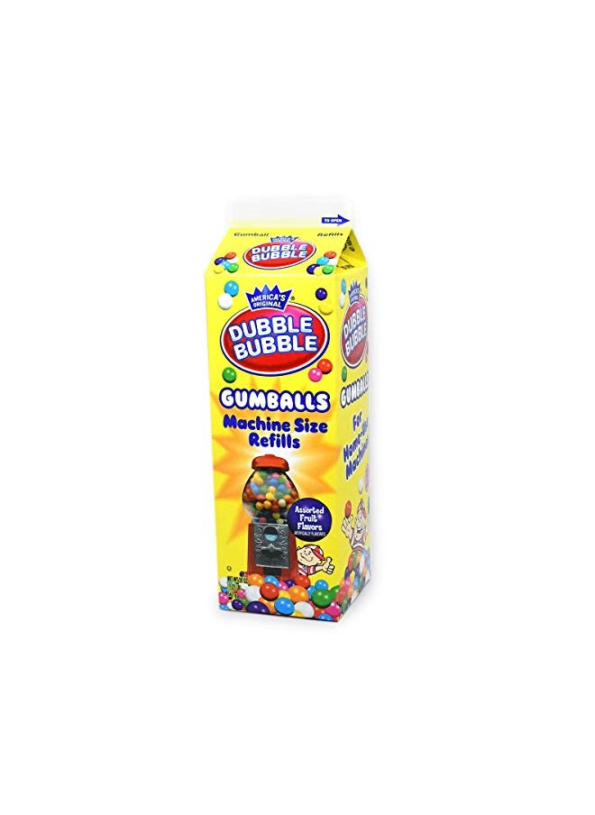 Dubble Bubble Gumball Machine Refill Carton - Bulk Bubblegum Balls - .625 Inch Assorted Gumballs for Small Mini Candy Dispenser - 20 Ounce