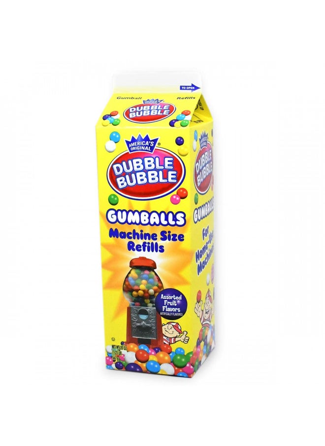 Dubble Bubble Gumball Machine Refill Carton - Bulk Bubblegum Balls - .625 Inch Assorted Gumballs for Small Mini Candy Dispenser - 20 Ounce