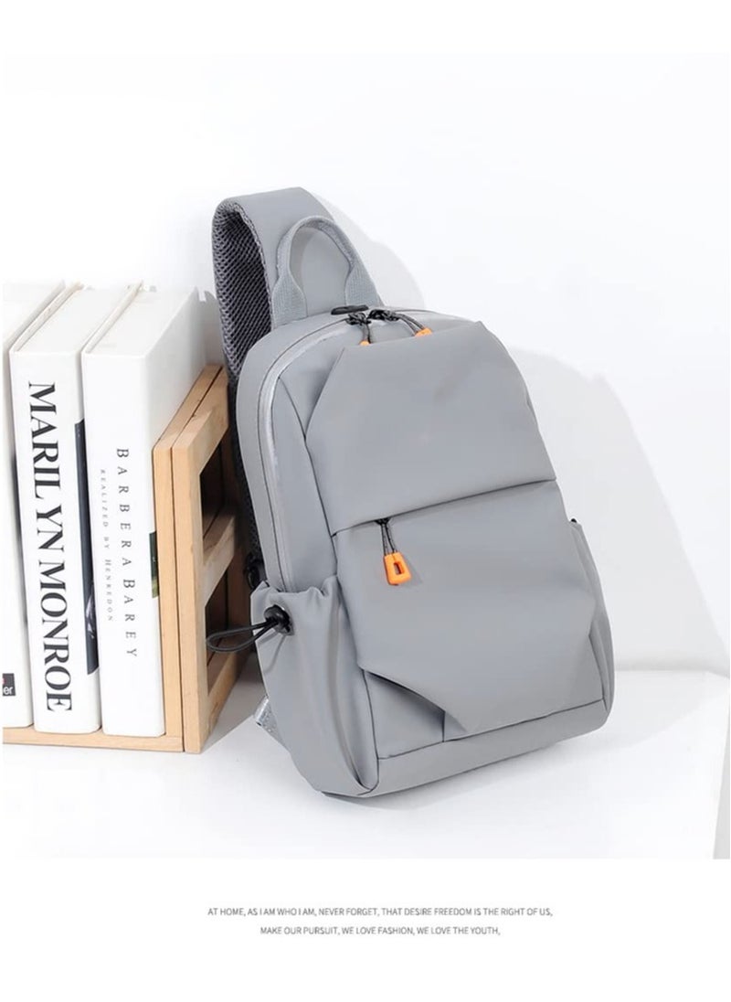 Crossbody Backpack, Waterproof, Lightweight with USB Charger Port, for Outdoor Hiking, Traveling, Cycling Grey