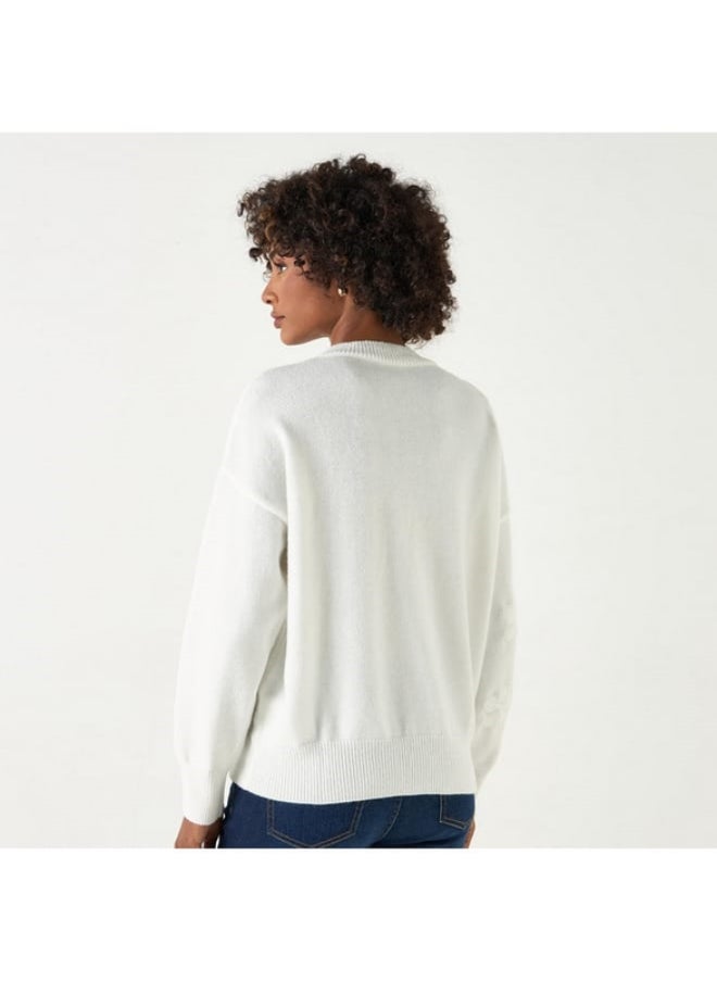 2Xtremz Embellished Sweater with Round Neck and Long Sleeves