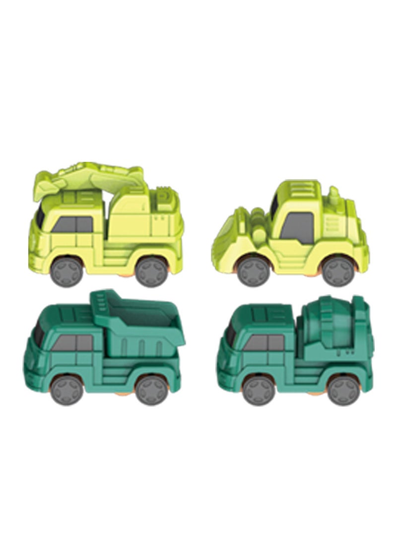 Dinosaur Adventure Race Track Toy Set 4 green engineering vehicles