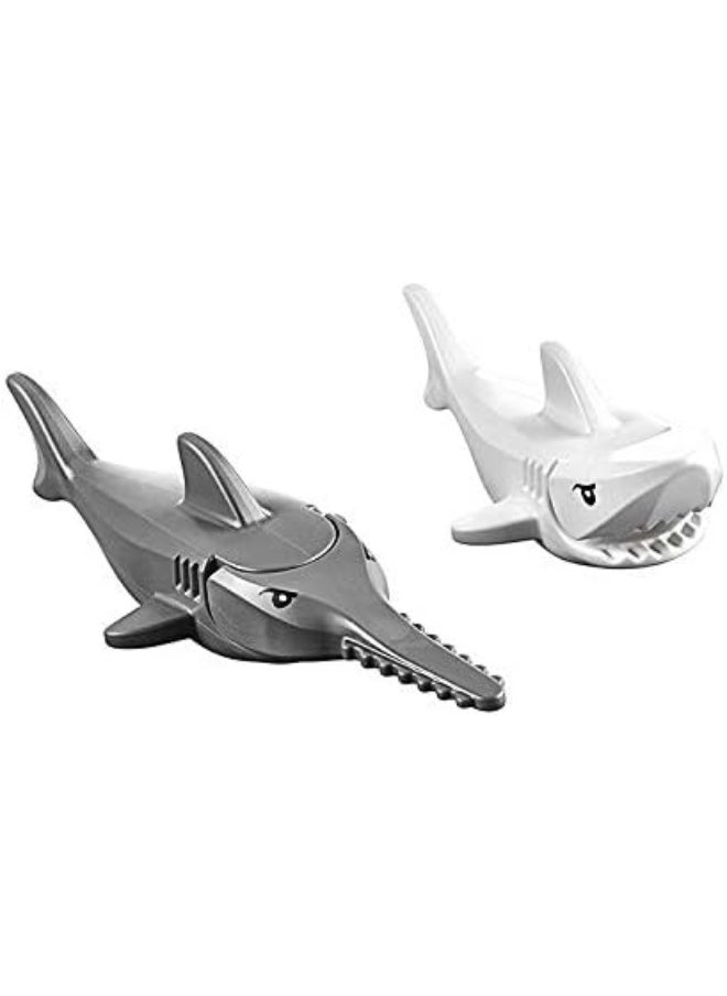 LEGO Great White Shark and Sawfish Combo (with Sea Plant, Jewel, and Fish)