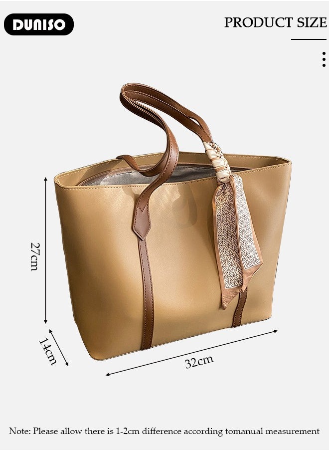 Women's Shoulder Tote Bag Faux Leather Handbag For Women Large Capacity Bucket Bag Fashionable Travel Messenger Shoulder Bag For Ladies Girls College Students