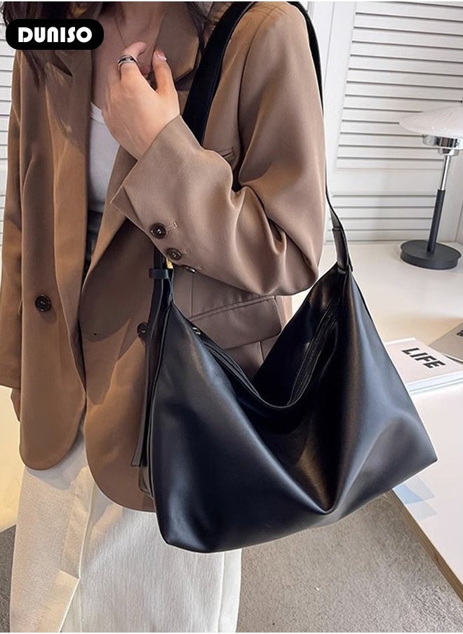 Women's Shoulder Tote Bag Faux Leather Handbag For Women Large Capacity Bucket  Crossbody Bag Fashionable Travel Messenger Bag Shoulder Bag For Ladies Girls College Students