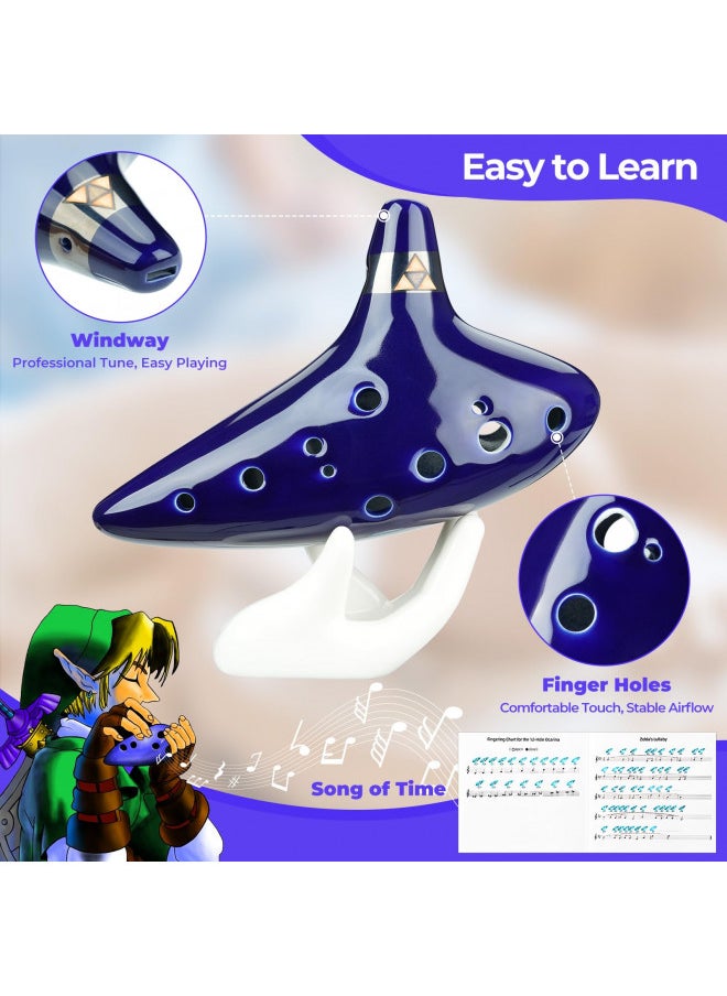 Ohuhu Zelda Ocarina with Song Book (Songs From the Legend of Zelda), 12 Hole Alto C Zelda Ocarinas Play by Link Triforce Gift for Zelda Fans with Display Stand Protective Bag