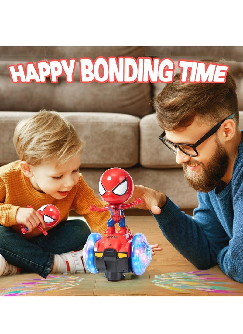 Dancing Spider Robot Toys Interactive Toy Car with Flashing Lights & Music 360 Rotation Electric Universal Balance Car Spiderman Toy Interactive Educational Children's day Gift for Boys Girls