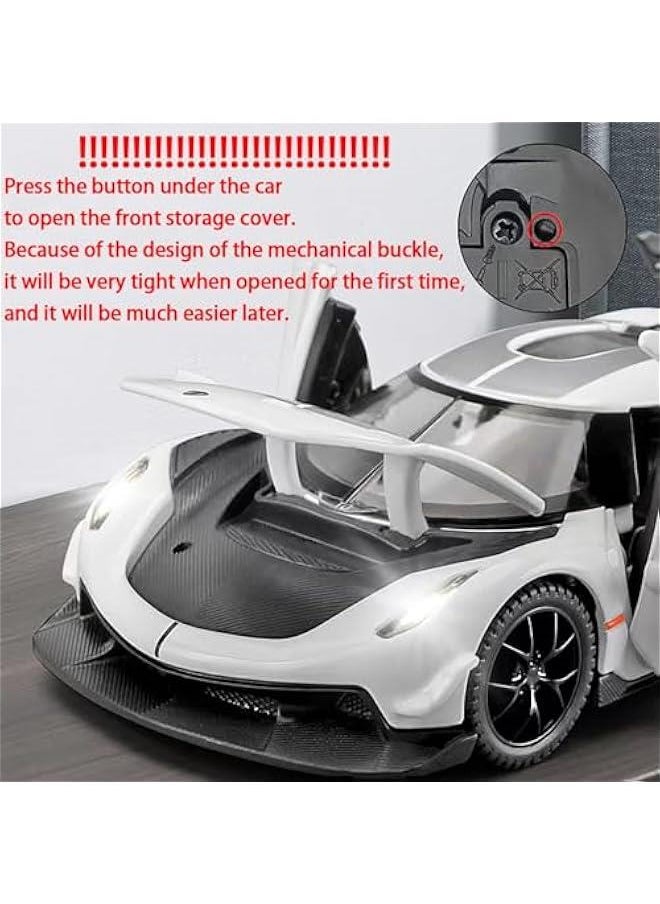 Toy Cars Koenigsegg Jesko Car Toys Model Car 1/32 Die-cast Pull Back Collect Model with Sound and Light Toy Vehicle for 3+Year Old Boys Festival Gift(White)