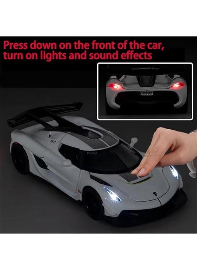 Toy Cars Koenigsegg Jesko Car Toys Model Car 1/32 Die-cast Pull Back Collect Model with Sound and Light Toy Vehicle for 3+Year Old Boys Festival Gift(White)