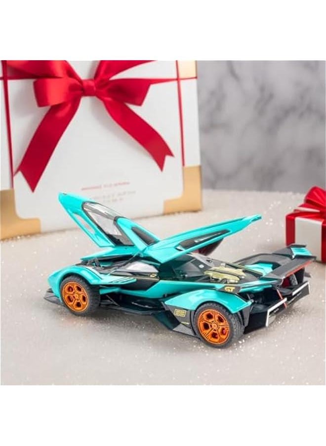 Toy Cars Lambo V12 Race Car Toys Model Car 1/32 Die-cast Pull Back Collectible Model with Sound and Light Toy Vehicle for 3+Year Old Boys Festival Gift(Blue)