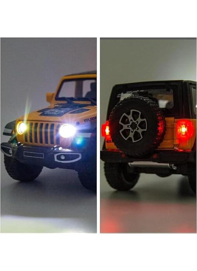 Off-Road 7 Door for Wrangler Diecast Toy Car Model, 1/22 Scale Metal Alloy Vehicle for Kids Boys Girls Adults, Doors Open, Light and Sound, Gifts Yellow