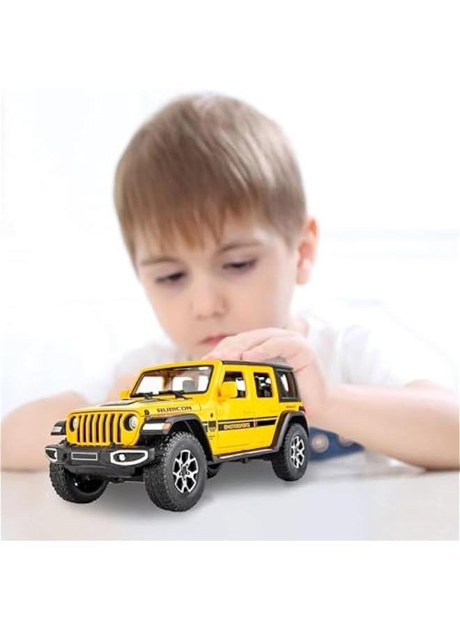 Off-Road 7 Door for Wrangler Diecast Toy Car Model, 1/22 Scale Metal Alloy Vehicle for Kids Boys Girls Adults, Doors Open, Light and Sound, Gifts Yellow