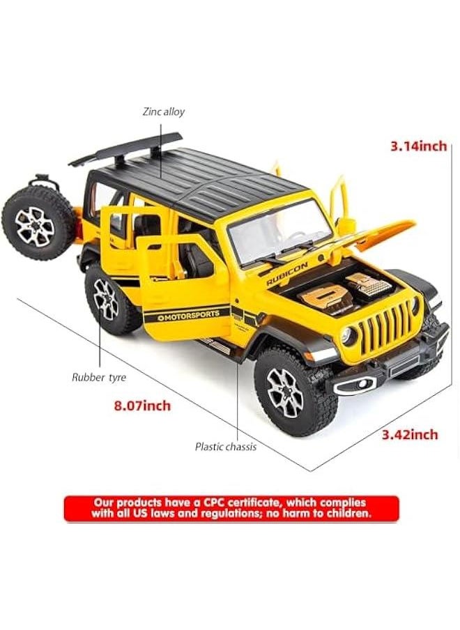 Off-Road 7 Door for Wrangler Diecast Toy Car Model, 1/22 Scale Metal Alloy Vehicle for Kids Boys Girls Adults, Doors Open, Light and Sound, Gifts Yellow